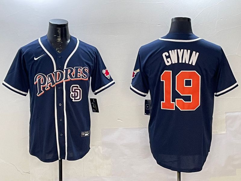 Men San Diego Padres #19 Gwynn Blue Throwback Game 2025 Nike MLB Jersey style 5